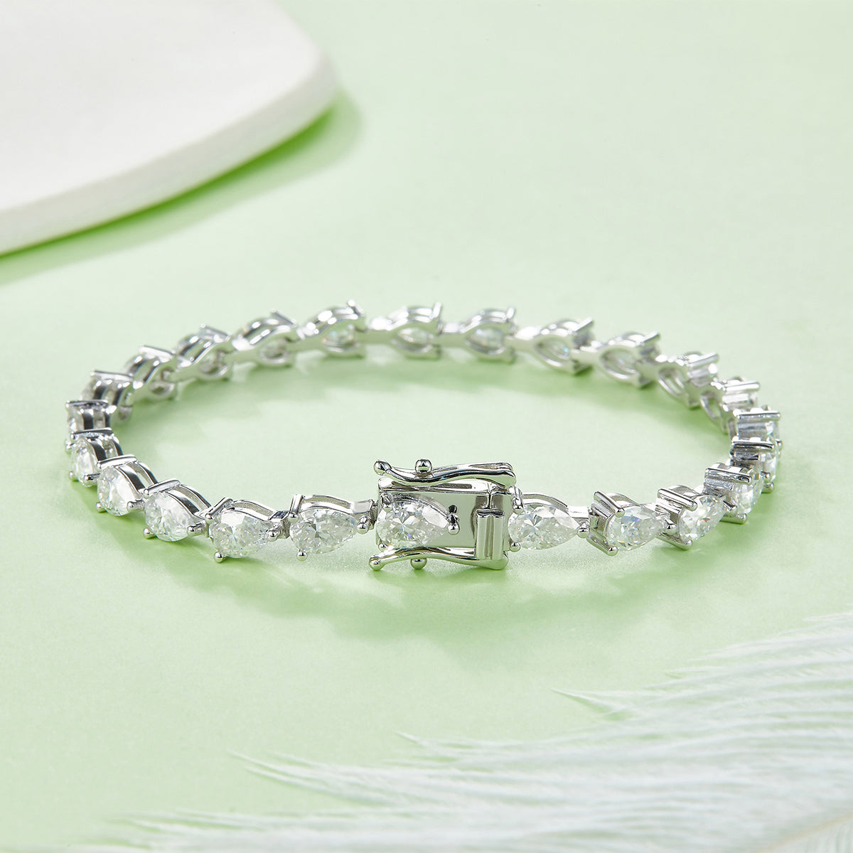 S925 Argent Sterling Pear Cut Moissanite Bracelet de tennis 6x4mm D Couleur VVS1 16-18-20cm GRA