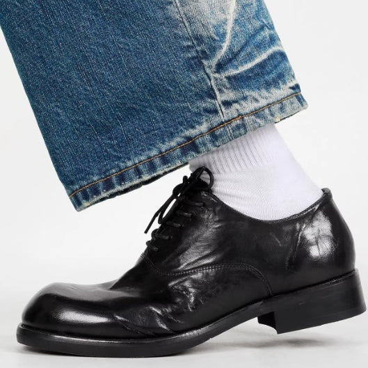Chaussures de navette en cuir élégant en cuir fumé