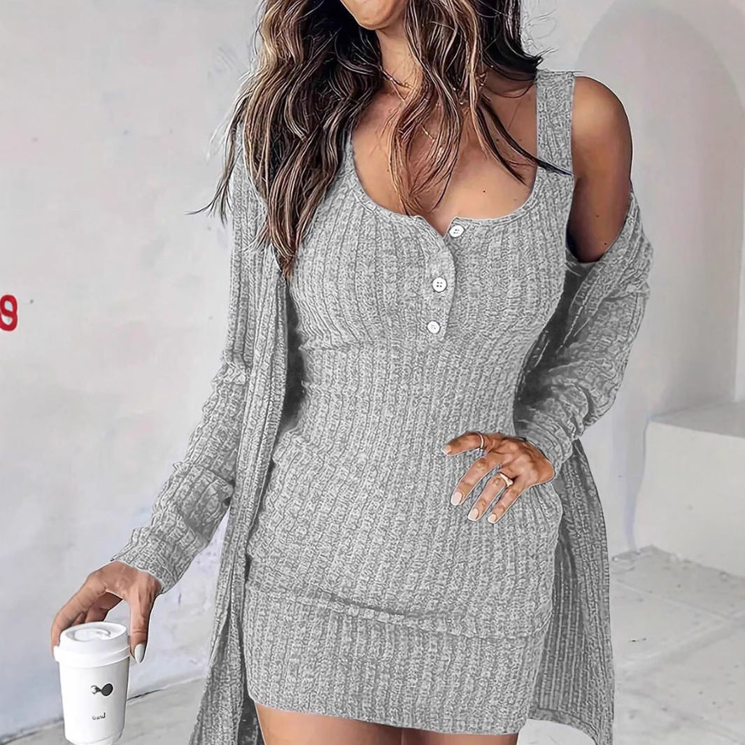 Amazon Europe and the United States Foreign Trade Dress Coat Deux pièces Sexy Slim Solid Col