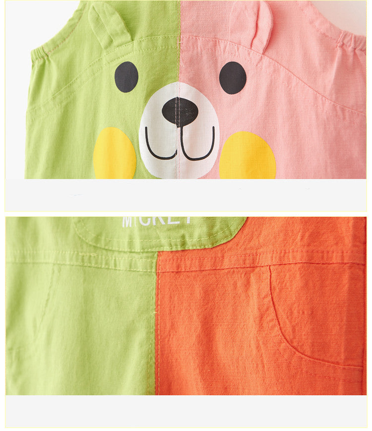 Fashion Couleur Matching bébé Mandarin seul dents Pantalons de canard Mince
