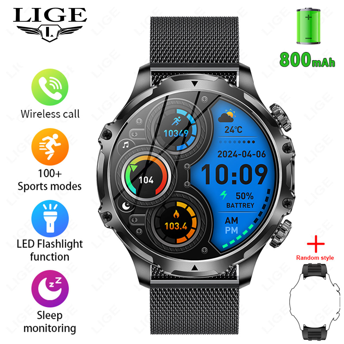 Montre intelligente AK75 avec appel Bluetooth