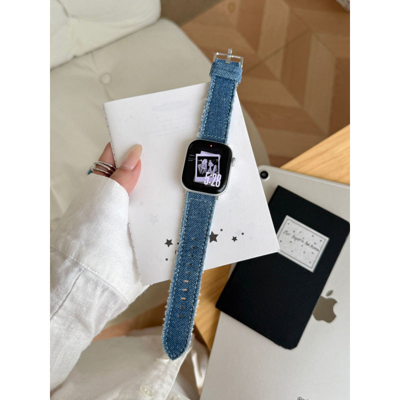 Bracelet de montre en cuir denim mode