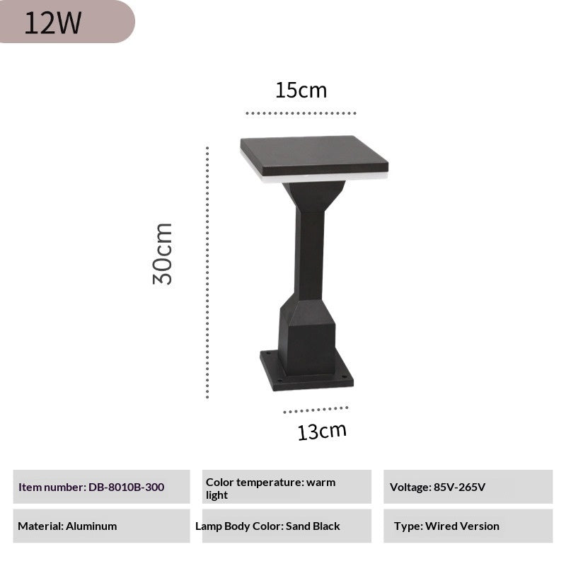 Lampe de cour en aluminium de poteau lumineux extérieur de jardin