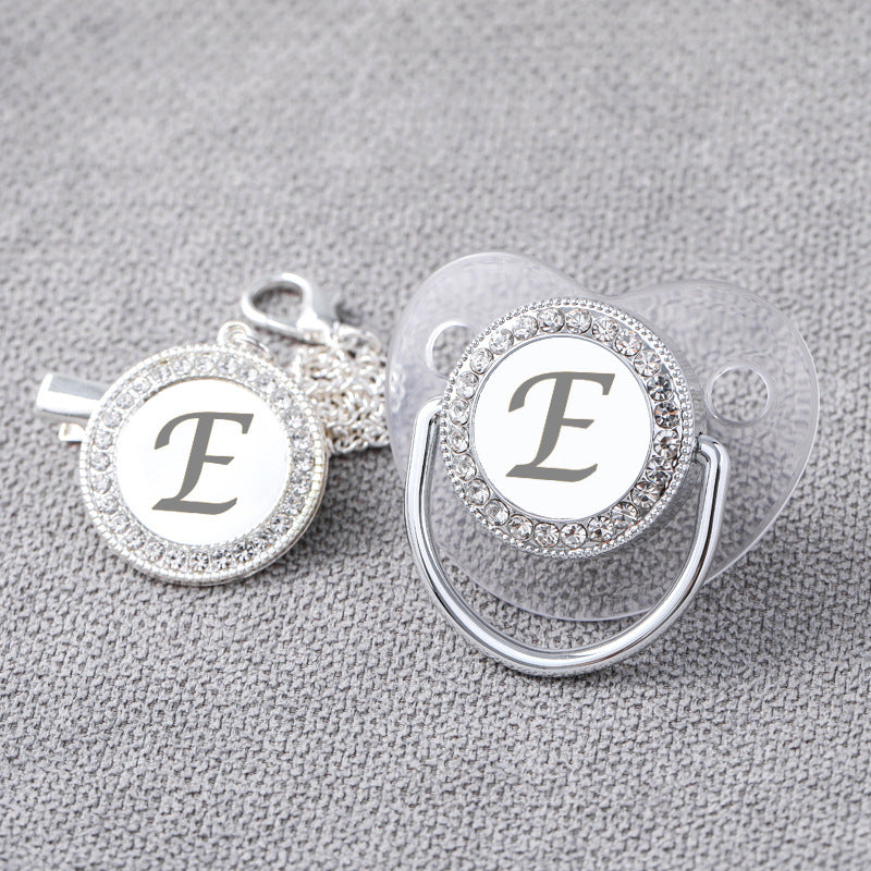 Transparent argent 26 lettres perceuse de tache bébé avec courroies de fermeture diamant