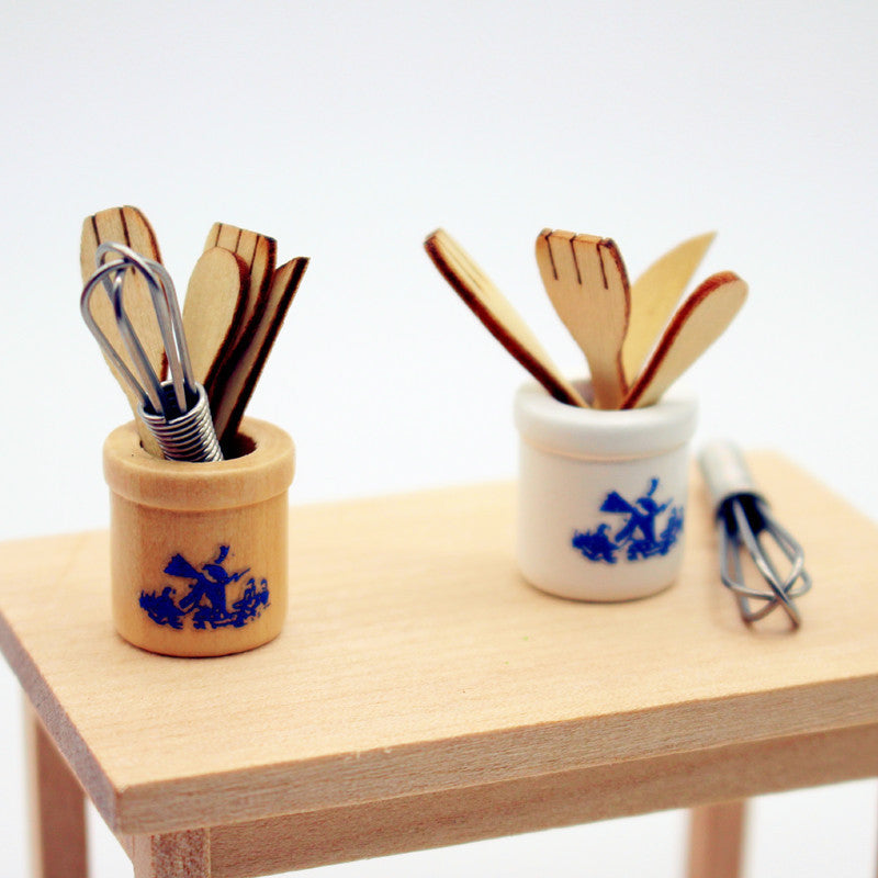 Couteau de spatule en bois Fourche et Egg Beaterminiature Food Playset Filming Props and Decorativ
