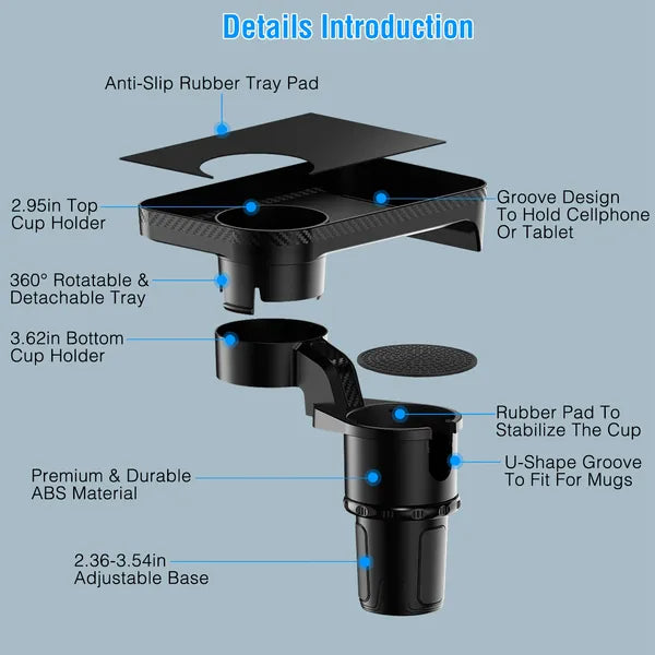Porte-gobelets de voiture Adaptateur de porte-bouteille rotatif 360°