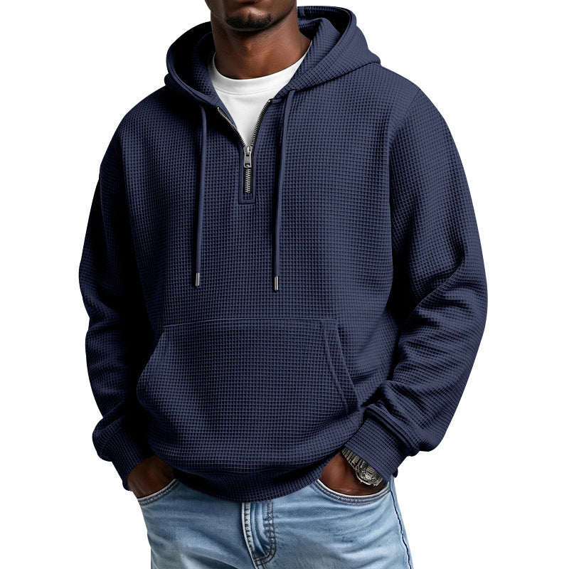 Hommes Waffle-weave demi-zip Hoodie