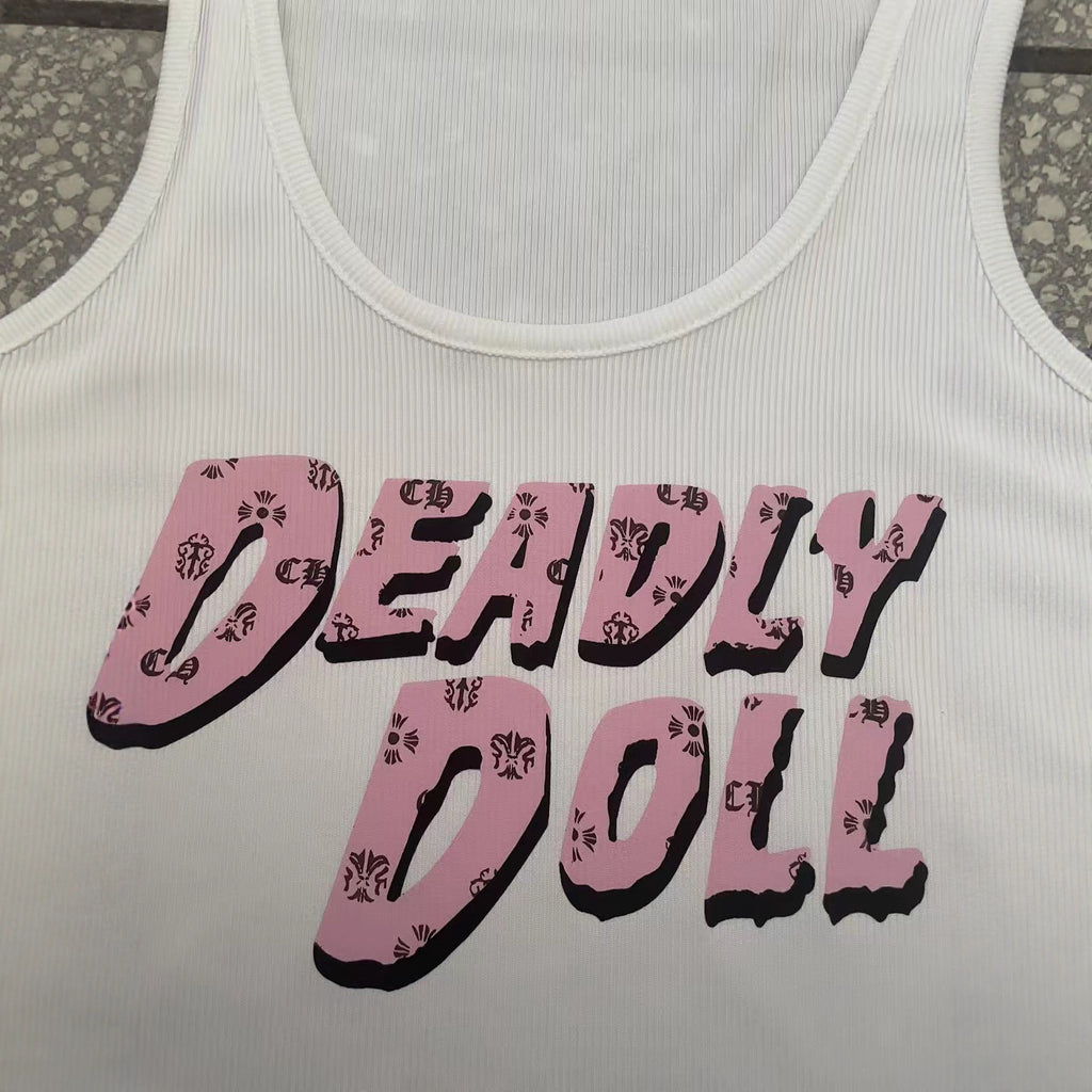 Été Mode Sexy Letter-print U-neck Camisole Top
