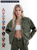 Veste de denim décontractée pour femme avec poches