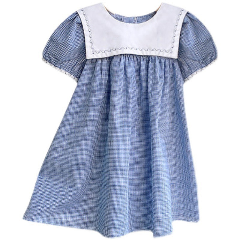 Children's Princess Dresses College Style Sailor Collar Summer Wear for Kids