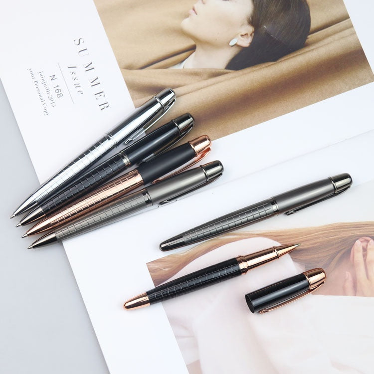 Stylo à rouleaux métalliques d'affaires Stylo à rouleaux gris bureau à base d'eau