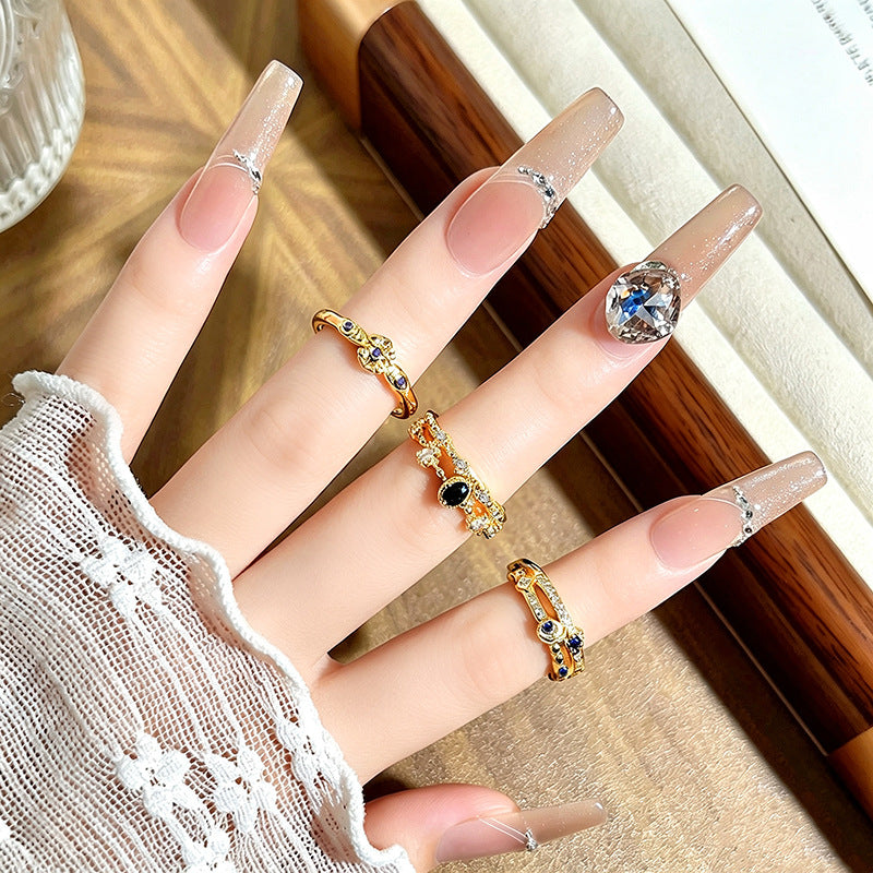 Femme Vintage Style de cour or Tone bague ouverte