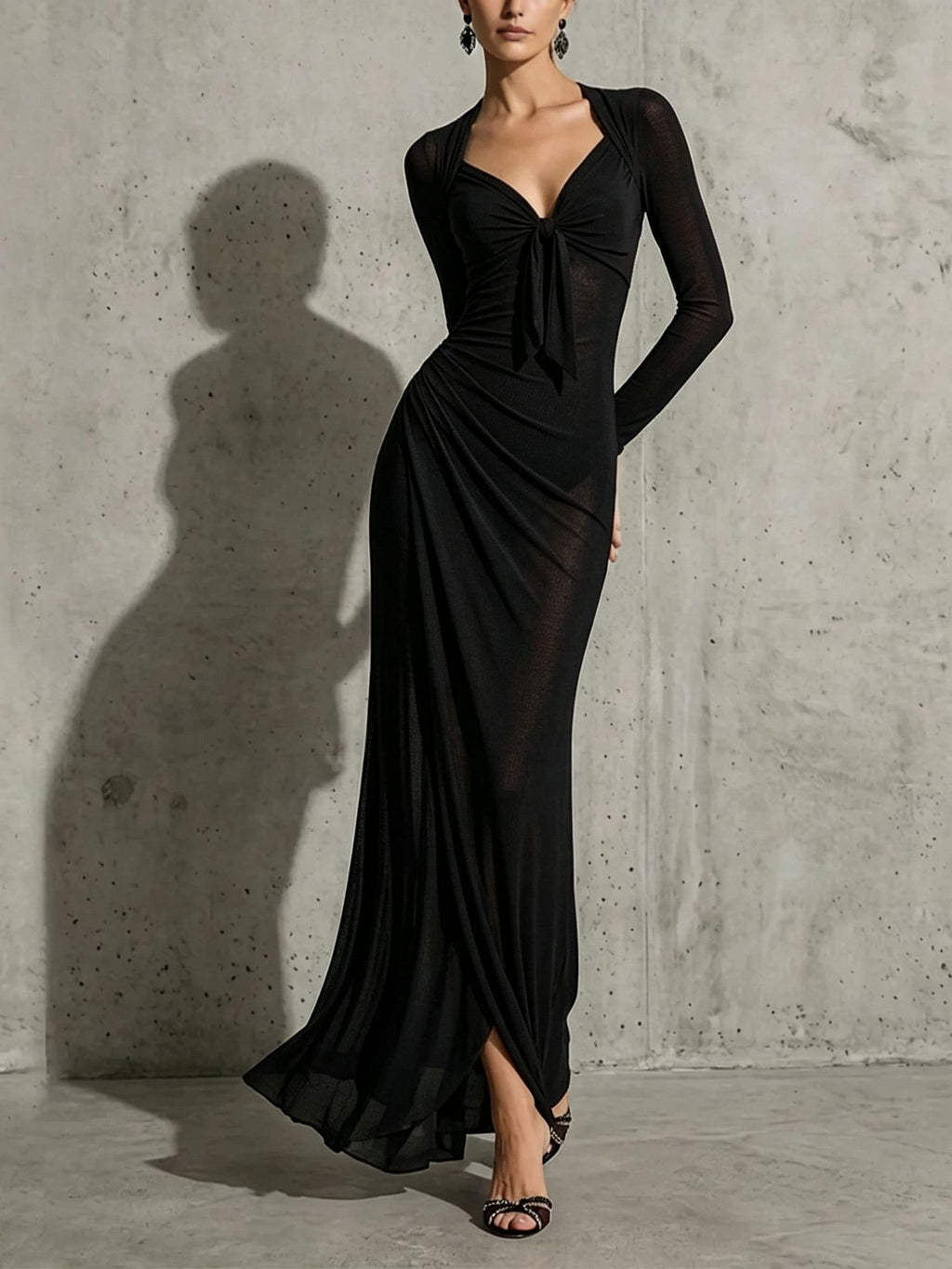 Robe Maxi en col V pour femmes