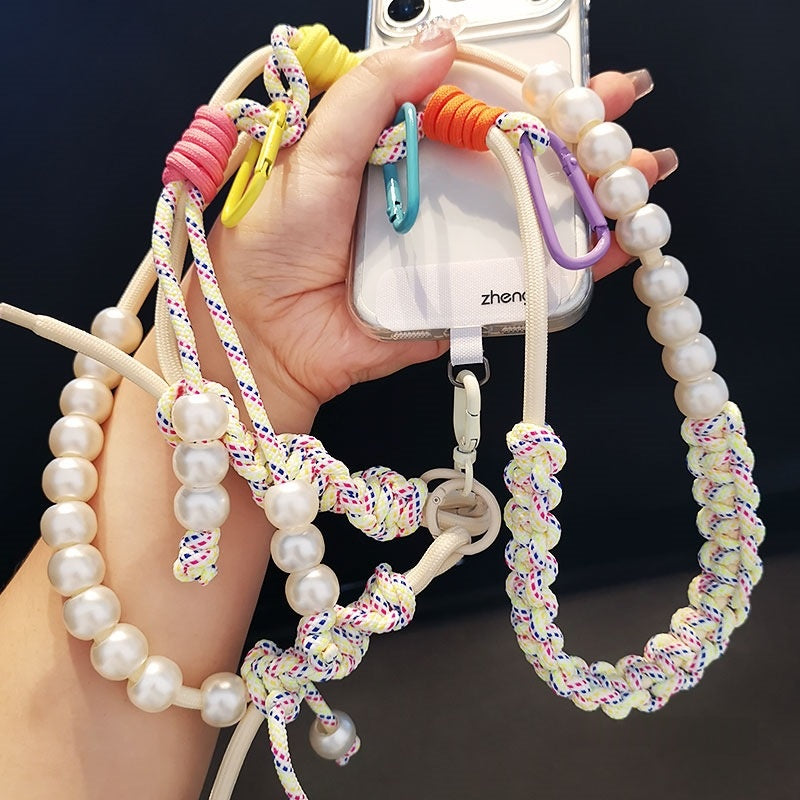 Long Crossbody anti-perte résistant à l'usure durable couleur contrastant tressé téléphoneCamera Lany