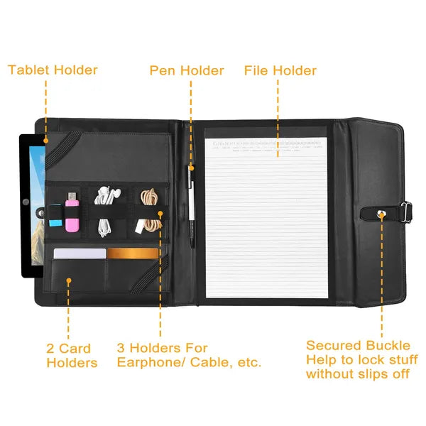 Dossier de portefeuille Padfolio Business Document Organizer PU Leather Padfolio Holder Case