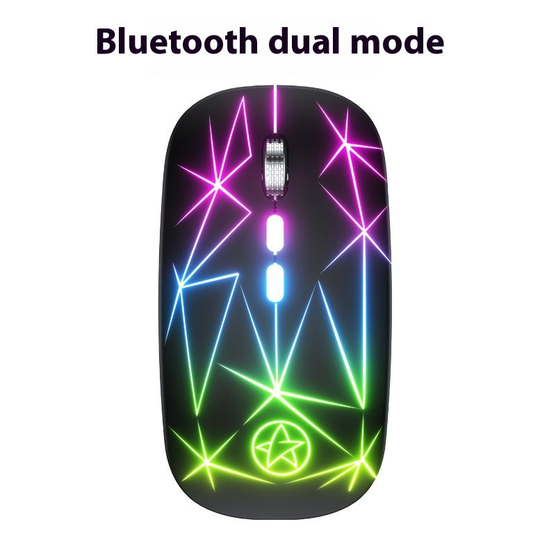 Bluetooth Mouse sans fil Double mode de charge lumineuse de bureau 5 clés métal Roller
