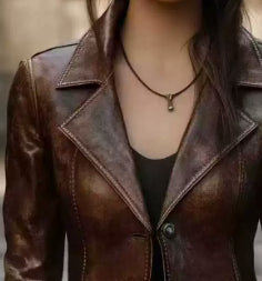 Chapeau de veste en cuir Retro Cool Biker Chic