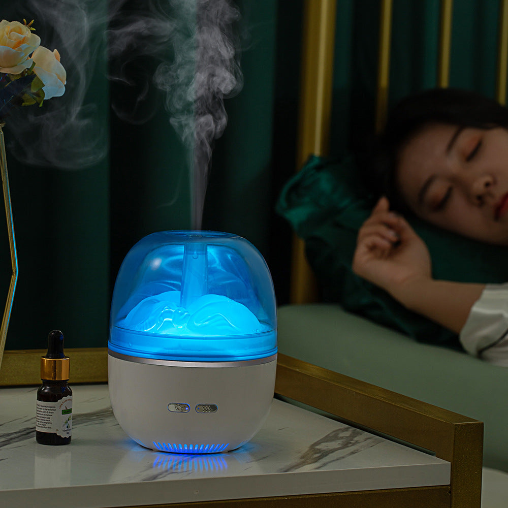 Huile essentielle de l'humidificateur de l'air Aromathérapie ultrasonore Atomiseur coloré lumière lourde brouillard Vol