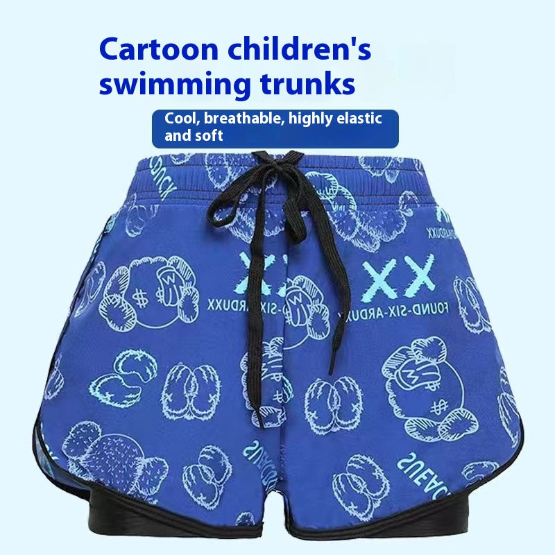 Trunks de natation pour garçons Été Anti-embarrassement Double couche Séchage rapide