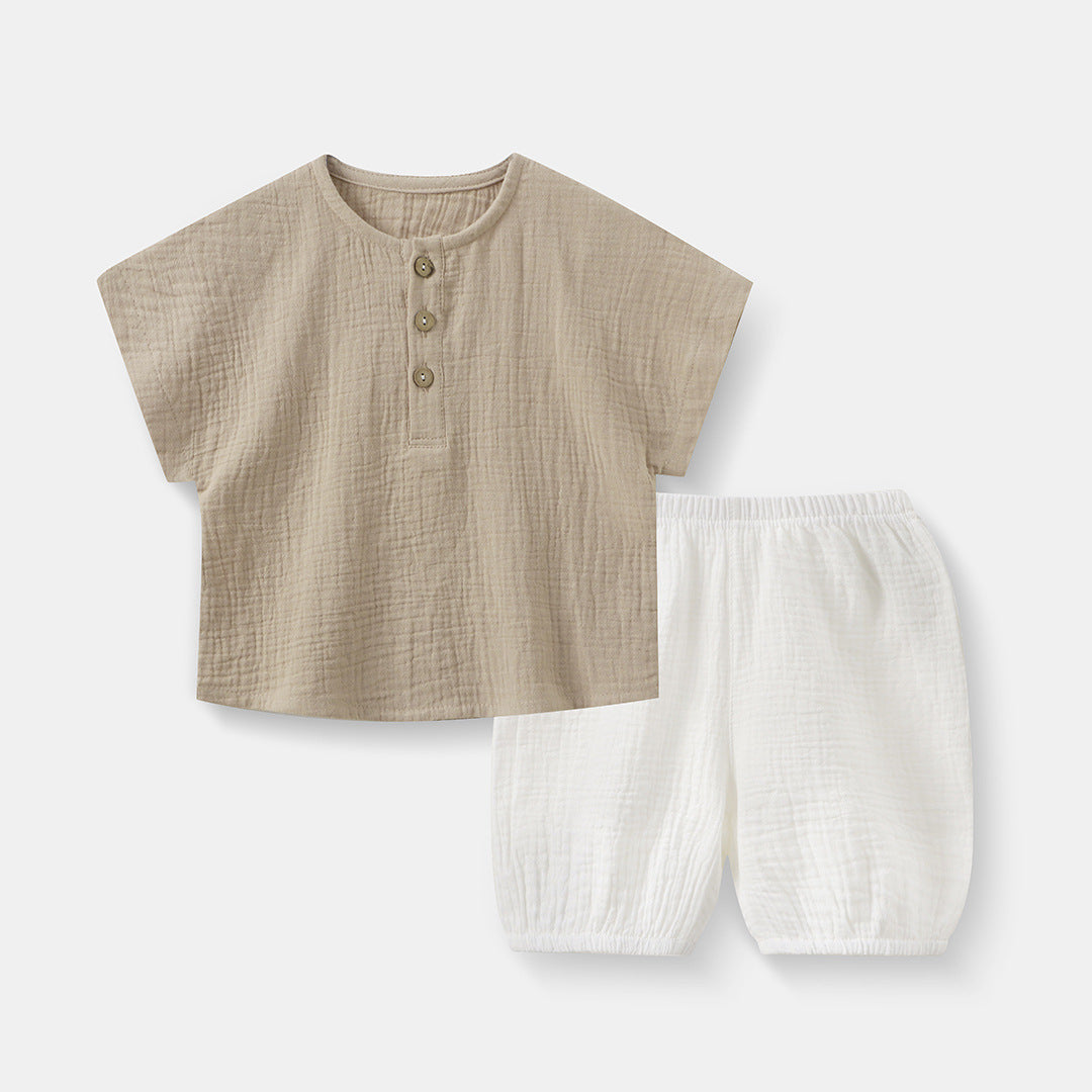 Pure Cotton Gauze Casual Home Ensemble à deux pièces pour bébés