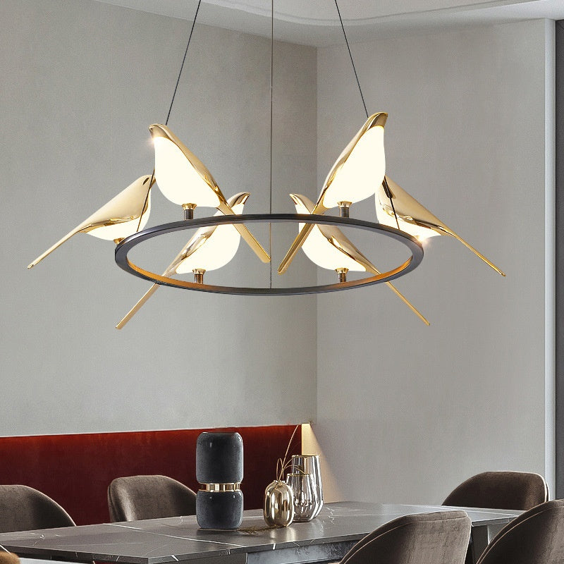 Lampe pendentif artistique en forme d'oiseau de style nordique pour le salon