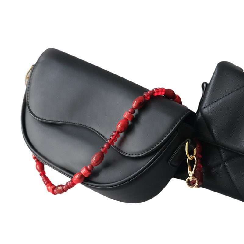 Accessoire à chaîne de perles rouges à la mode Crossbody Lanyard Bag