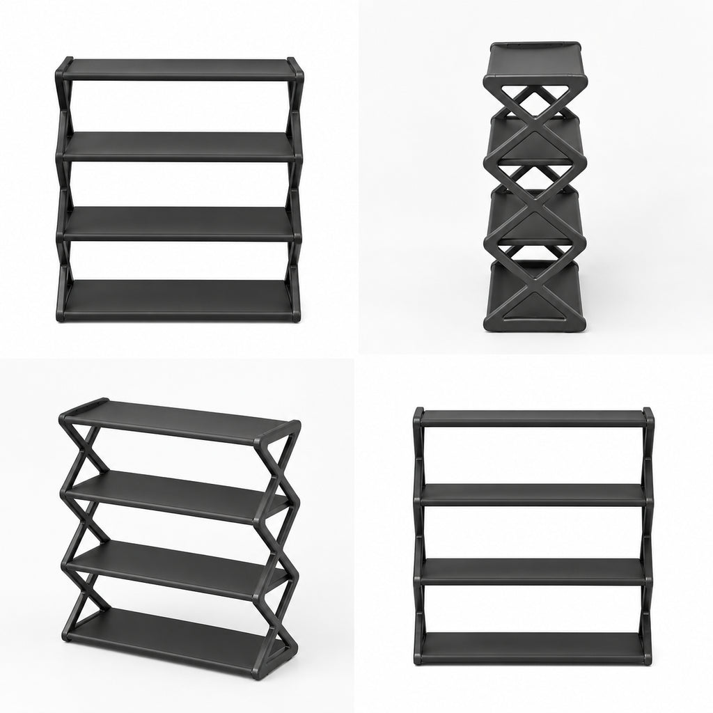 Raquette à quatre rangées de chaussures Narrow - Organisateur de chaussures simple pour la maison