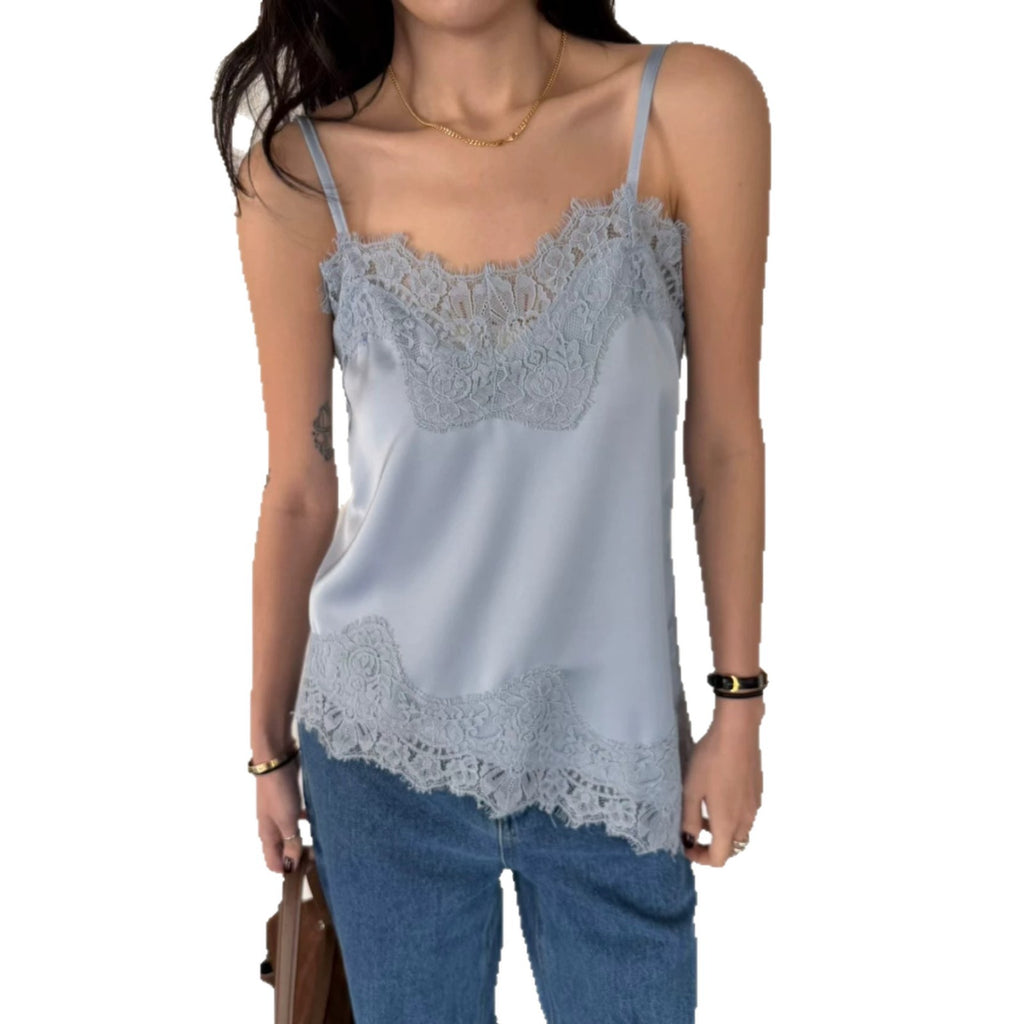 Dentelle polyvalente et satin Chic Asymétrique Slip Camisole