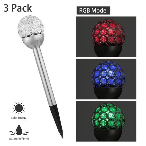 Solarek 3 Pcs Outdoor Solar Lights IP44 Balle imperméable RGB Light Garden Décor Lampe Landsc