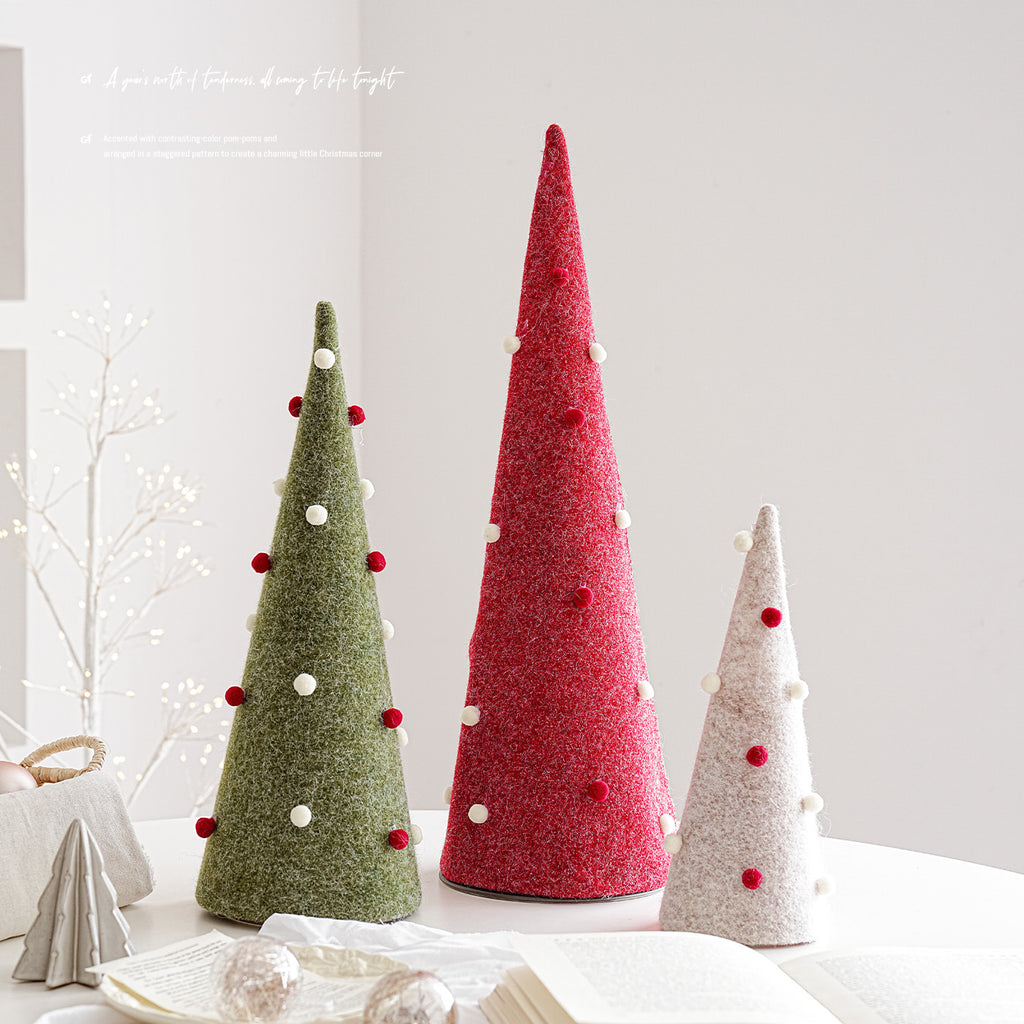 Ornement d'arbre de Noël feutre et pompon en plastique