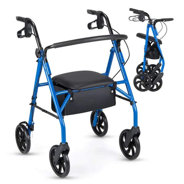2-en-1 Rollator Walker avec siège (bleu)