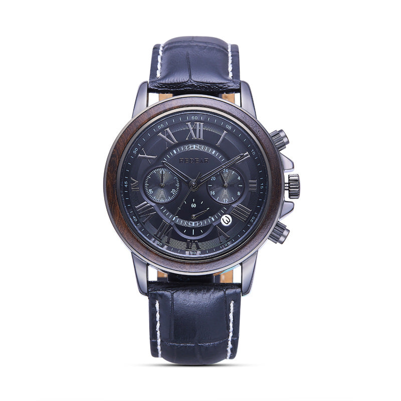 Montres en bois en alliage Hommes Chronographe multifonctions Montres non mécaniques