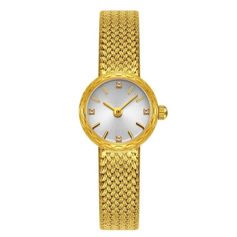 Rétro Copper Mesh Femmes Versatile Vintage-style Mini montre en or