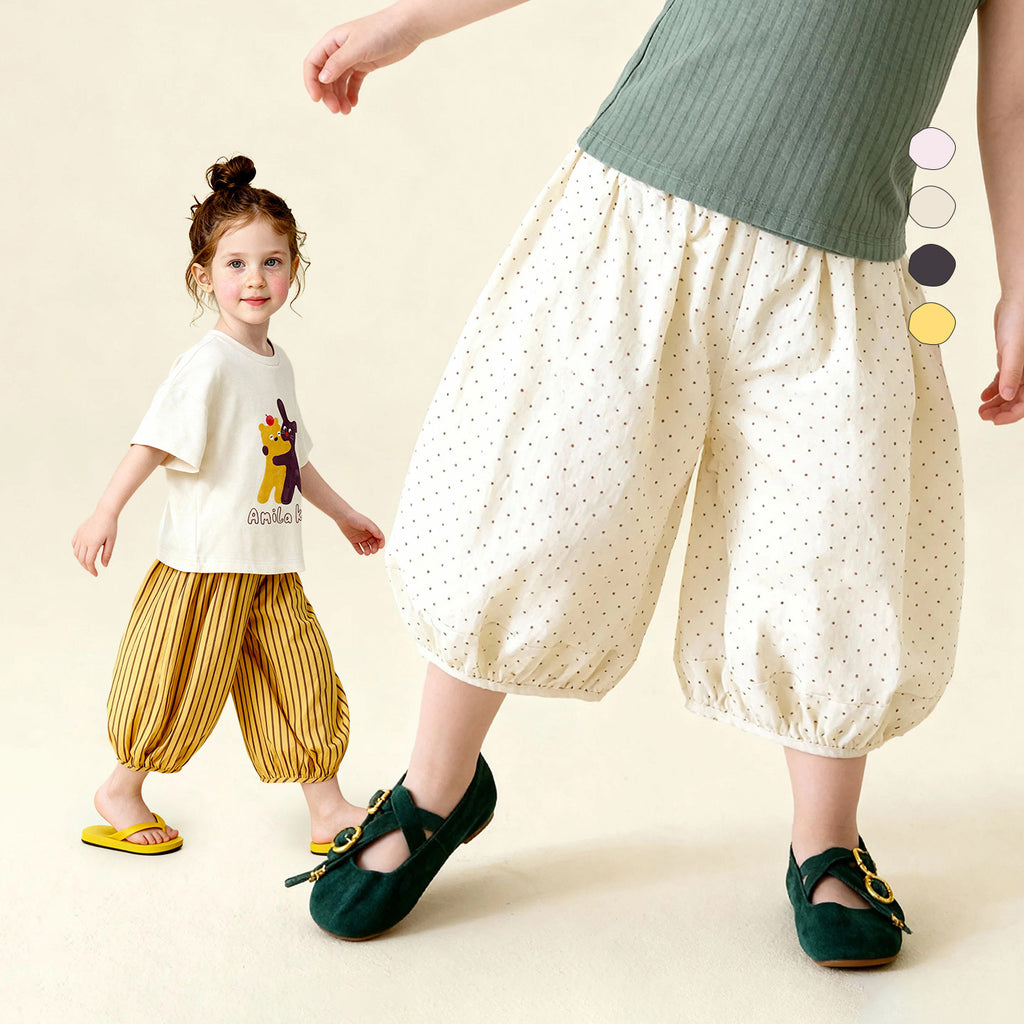 Striped Polka-dot Solide-couleur enroulé Casual Bloomers tous les jours