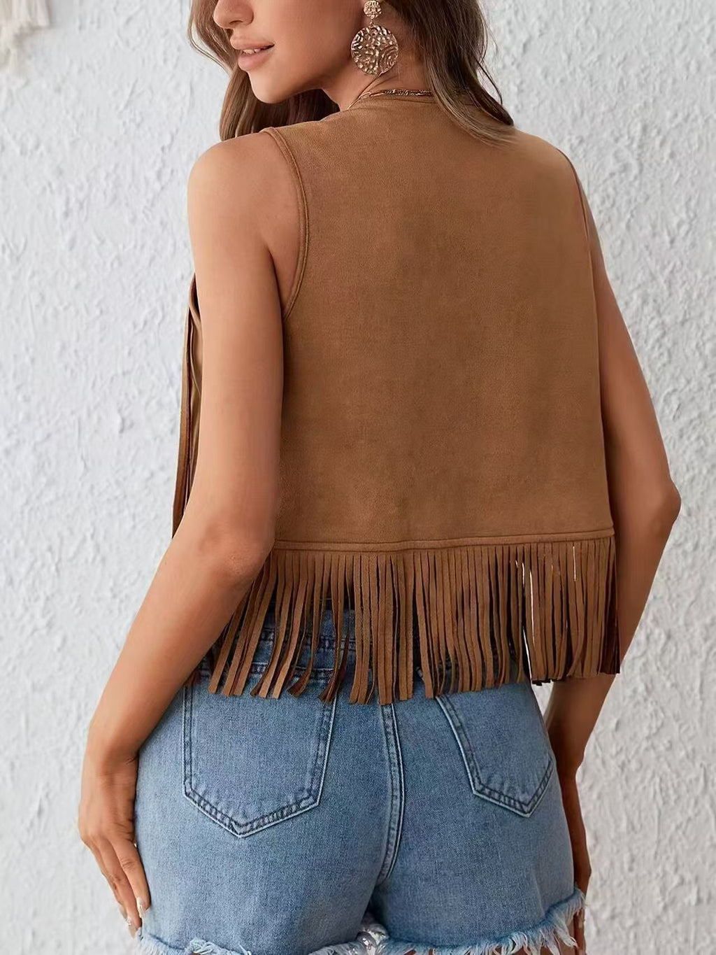 Design All-atch pour femmes Perled Sleeveless Tassel Vest