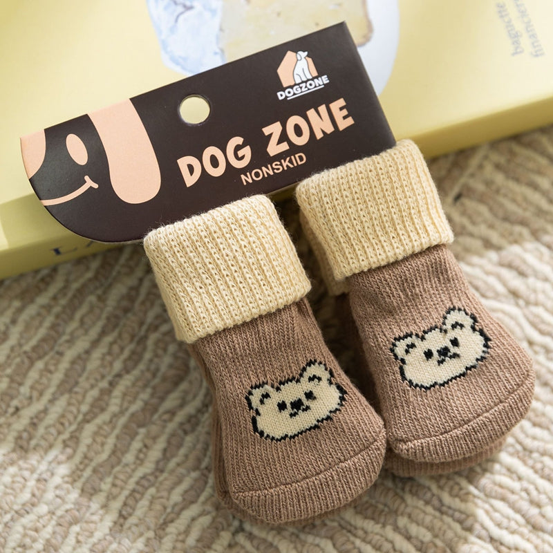 Chaussettes pour animaux, tubes longs, chaussettes antidérapantes et antidérapantes pour chiens, quatre paires, chaussures de chien