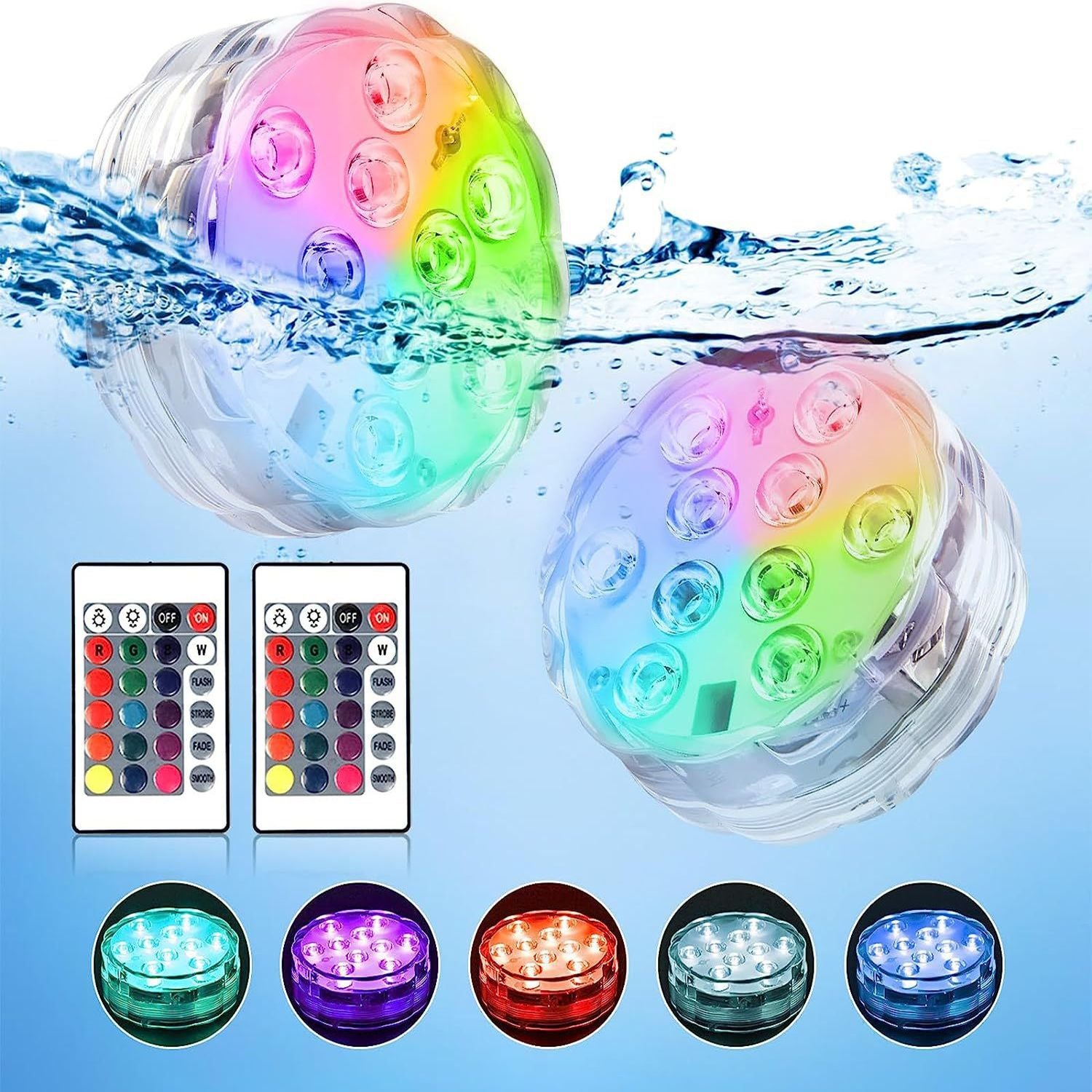 Lumière de plongée de 10 bulbes de couleur à commande clé