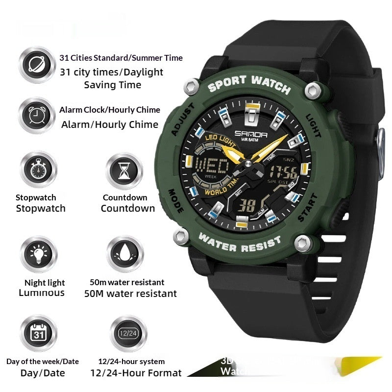 Élèves Dual-display Luminous Chronograph Watch for Hiking