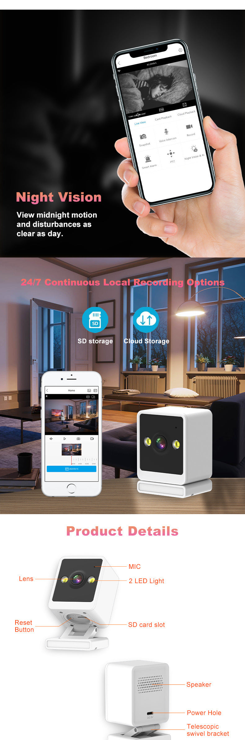 Caméra de surveillance Wifi sans fil Accueil