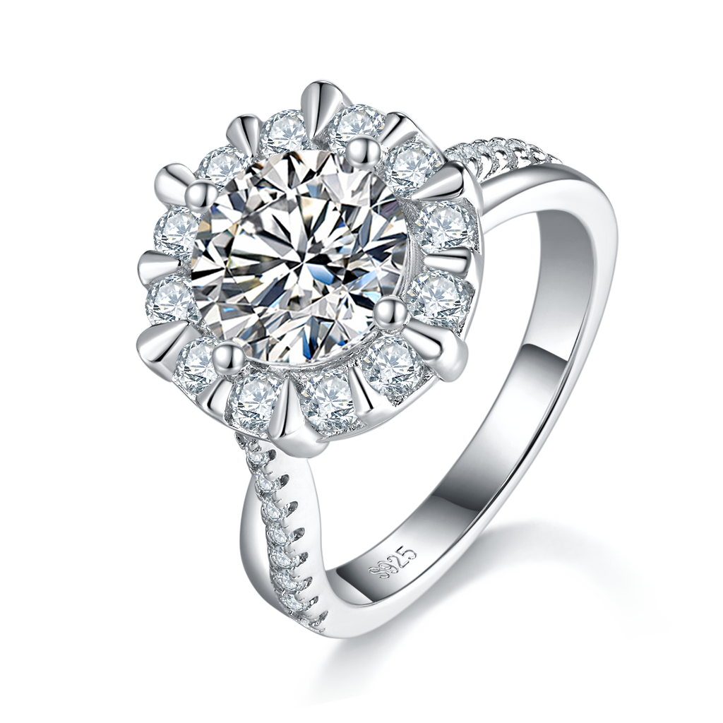 S925 Argent Sterling 2ct Anneau de Moissanite