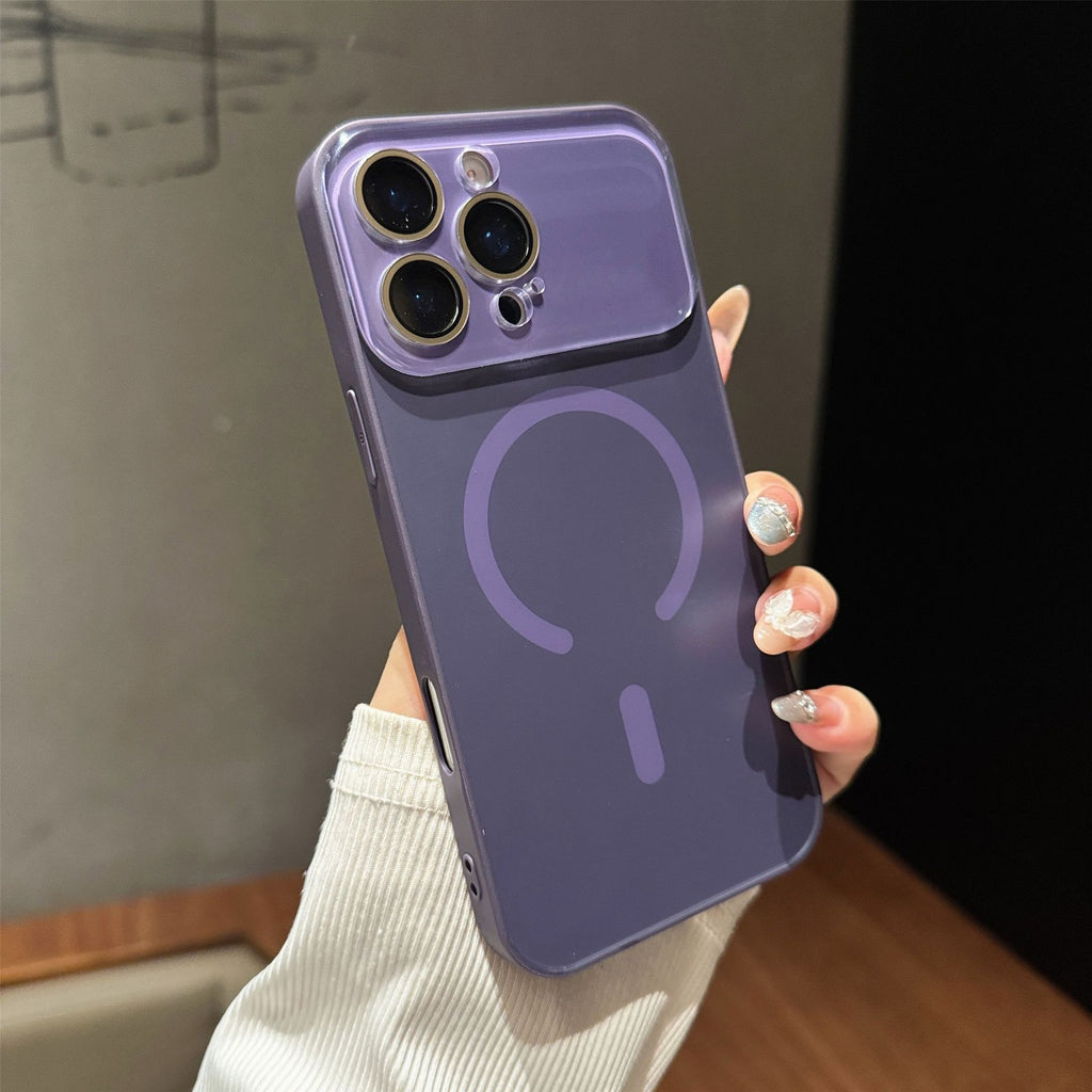 Grande fenêtre cas de téléphone magnétique givré