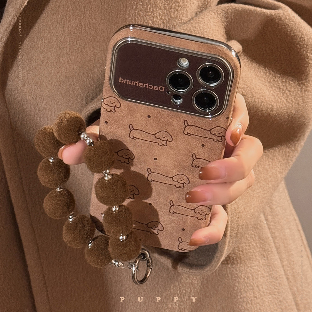 Plush phone case with full-coverage lanyard protection