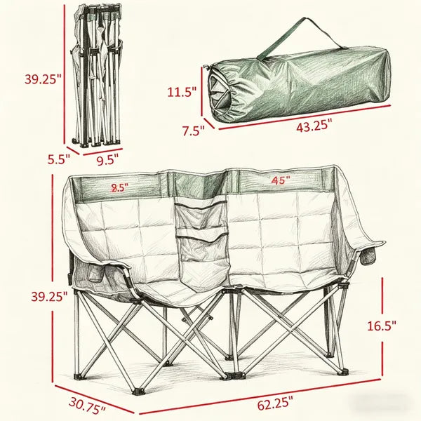 Double folding chair