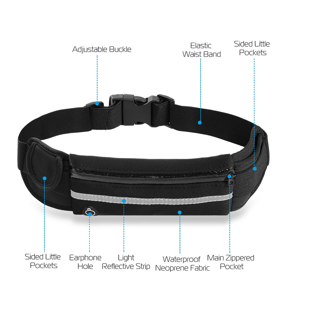 1Pc Sports Waist Bag Running Belt Pack Waterproof Waist Pouch réglable