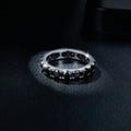 S925 Argent rond noir Moissanite Ring Ring