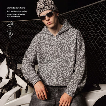 Veste sweat zippée à capuche en maille gaufrée