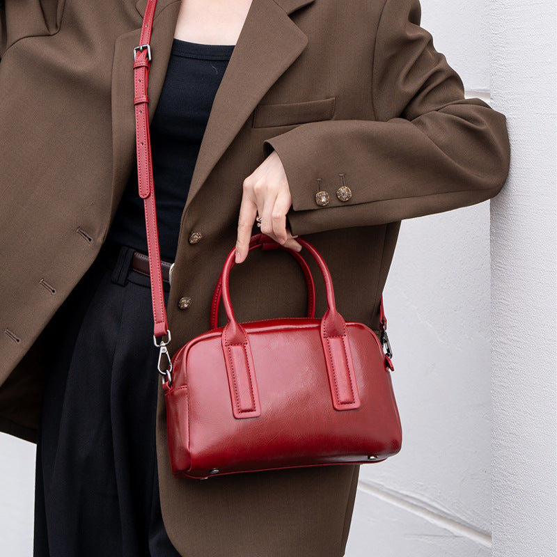 Sac transversal pour femmes élégantes en cuir ciré à l'huile