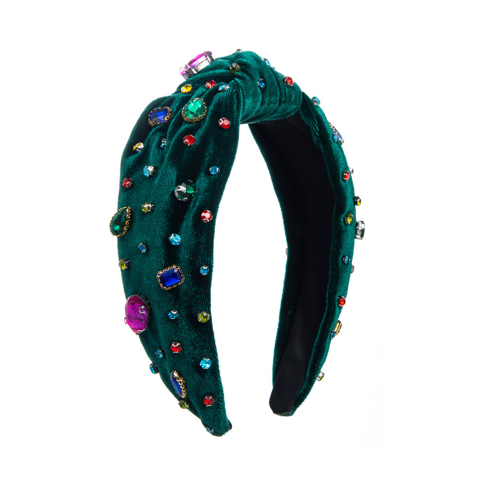 Colorful Crystals Knotted Fashion Fabric Craft Full Diamond Headband