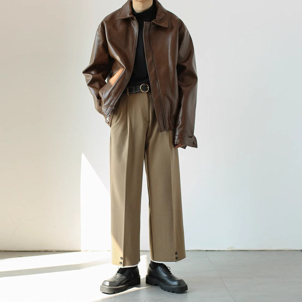 Manteau en cuir personnalisé rétro homme