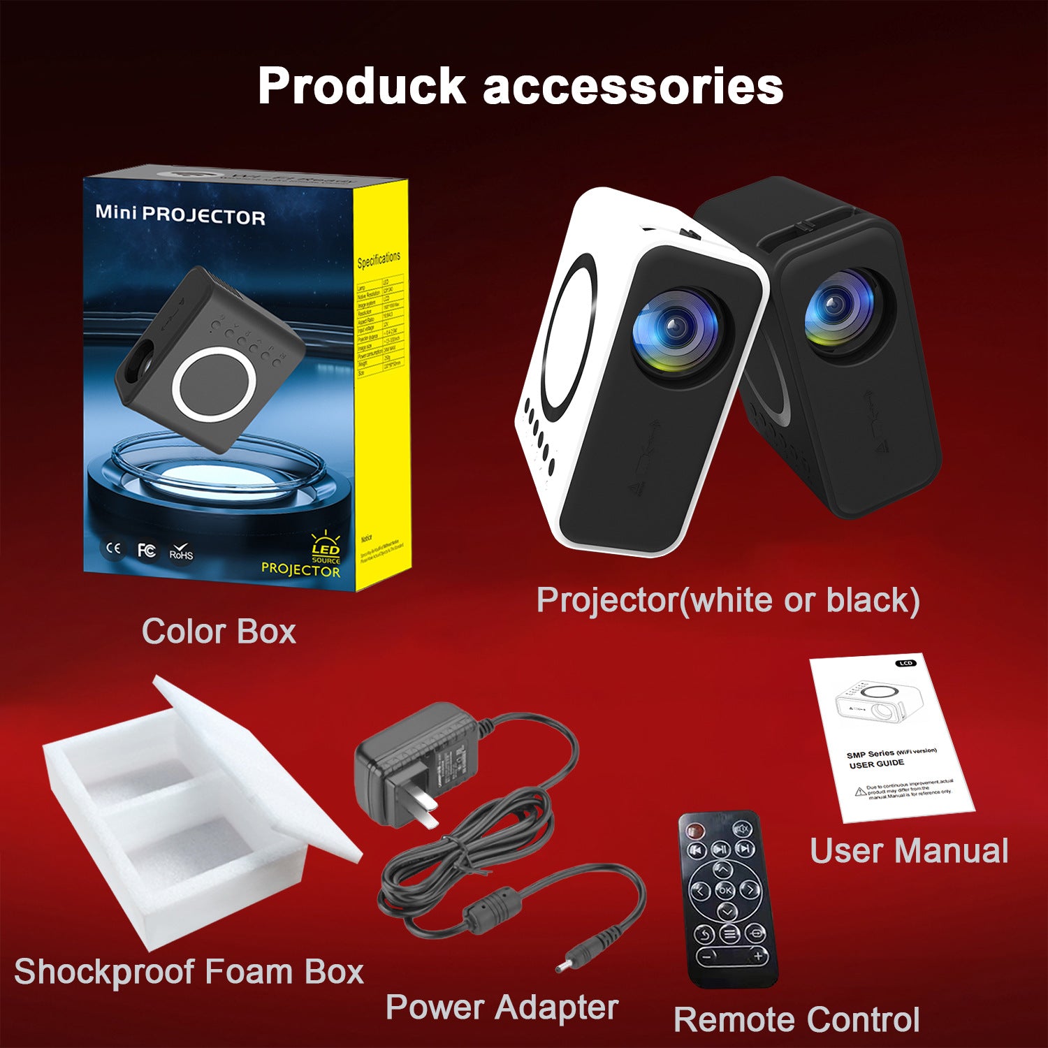 Mini projecteur portable - Résolution autochtone TFT LCD 320x240